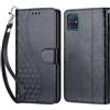 KENHONER Custodia per Samsung Galaxy A51 Cover, Nero 3D | Portafoglio in Pelle PU Retro, Antiurto Flip, Slot per Schede, Funzione Stand, Chiusura Magnetica