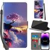 PHINIENLAND Cover per iPhone 14 Pro Max custodia portafoglio Alberi | 3 scomparti carte, 1 tasca banconote, Chiusura magnetica, Supporto, Pelle PU flip cover per iPhone 14 Pro Max