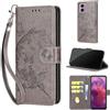 SIENIANLINE Cover per Motorola Moto G24 / E14 custodia portafoglio Farfalla Grigio | 3 scomparti carte, 1 tasca banconote, Chiusura magnetica, Supporto, Pelle PU flip cover per Moto G04 / G04s