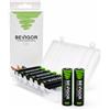BEVIGOR Confezione da 8 batterie AA NiMH da 2800 mAh con 1500 cicli di ricarica, tecnologia NiMH LSD da 1,2 V (bassa autoscarica)