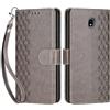 SIENIANLINE Cover per Samsung Galaxy J5 2017 custodia portafoglio Grigio | 3 scomparti carte, 1 tasca banconote, Chiusura magnetica, Supporto, Pelle PU flip cover per Samsung J5 2017
