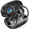 Hupoaf Cuffie Bluetooth Sport, Auricolari 5.4 HiFi Stereo IP7 Impermeabili | 6 EQ, 4 ENC Cancellazione Rumore Mic, 50 Ore Riproduzione con Display LED, per Corsa, Palestra e Uso Quotidiano all'Aperto