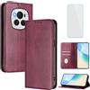 OUEAYIEN Cover per Honor Magic6 Pro 5G Custodia a Libro con Vetro Temperato Bdx | Blocco RFID,Antiurto,Pelle Portafoglio Case,Porta Carte,Vintage Flip Custodia per Honor Magic 6 Pro 6Pro Magic6Pro 5G