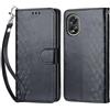 KENHONER Custodia per Oppo A38 4G/A18 4G Cover, Nero | Portafoglio in Pelle PU Retro, Antiurto Flip, Slot per Schede, Funzione Stand, Chiusura Magnetica
