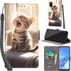 PHINIENLAND Cover per Oppo A53 / A53s / A32 4G custodia portafoglio Gatto | 3 scomparti carte, 1 tasca banconote, Chiusura magnetica, Supporto, Pelle PU flip cover per Oppo A53 / A53s