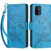 SIENIANLINE Cover per Oppo A54 / A74 5G custodia portafoglio Farfalla - Blu | 3 scomparti carte, 1 tasca banconote, Chiusura magnetica, Supporto, Pelle PU flip cover per Oppo A93 / A93s 5G
