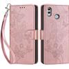 SIENIANLINE Cover per Huawei P Smart 2019 custodia portafoglio Oro Rosa | 3 scomparti carte, 1 tasca banconote, Chiusura magnetica, Supporto, Pelle PU flip cover per Honor 10 Lite