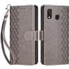 SIENIANLINE Cover per Samsung Galaxy A20e / A10e custodia portafoglio Grigio | 3 scomparti carte, 1 tasca banconote, Chiusura magnetica, Supporto, Pelle PU flip cover per Samsung A20e
