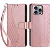 SIENIANLINE Cover per iPhone 16 Pro Max custodia portafoglio Cubo - Oro Rosa | 3 scomparti carte, 1 tasca banconote, Chiusura magnetica, Supporto, Pelle PU flip cover per iPhone 16 Pro Max