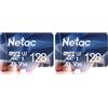 Netac 128Go Scheda Micro SD, Scheda di Memoria A1, U3, C10, V30, 4K, 667X, UHS-I Velocità fino a 100/30 MB/s (R/W) Micro SD Card per Telefono, Videocamera, Switch, Tablet (Confezione da 2)