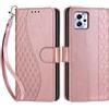 SIENIANLINE Cover per Motorola Moto G13 / G23 custodia portafoglio Cubo - Oro Rosa | 3 scomparti carte, 1 tasca banconote, Chiusura magnetica, Supporto, Pelle PU flip cover per Moto G13 / G53
