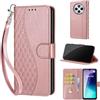 SIENIANLINE Cover per Xiaomi Redmi 14C / A3 Pro custodia portafoglio Cubo - Oro Rosa | 3 scomparti carte, 1 tasca banconote, Chiusura magnetica, Supporto, Pelle PU flip cover per Xiaomi Poco M7 / C75