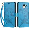 SIENIANLINE Cover per Samsung Galaxy J6 2018 custodia portafoglio Farfalla - Blu | 3 scomparti carte, 1 tasca banconote, Chiusura magnetica, Supporto, Pelle PU flip cover per Samsung J6 2018