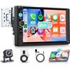 Rimoody DAB+ Autoradio 1 Din con Senza Fili Carplay Android Auto Bluetooth | 7 Pollici IPS Touchscreen, con DAB Adapter, FM/AM/RDS, Mirror Link USB/EQ/Type C Controllo del Volante Telecamera Posteriore