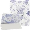 NITITOP Cover per iPad Air 3, iPad Pro Marini Motivo, Blu Pesce | para iPad Air 10,5 (3a Gen 2019) / iPad Pro 10,5 (2017), Carina Animalier , con Portapenne, Triplo Supporto