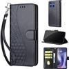 SIENIANLINE Cover per Motorola Moto G67 / G57 custodia portafoglio Nero | 3 scomparti carte, 1 tasca banconote, Chiusura magnetica, Supporto, Pelle PU flip cover per Moto G57 / G67