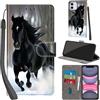 PHINIENLAND Cover per iPhone 11 custodia portafoglio Cavallo nero | 3 scomparti carte, 1 tasca banconote, Chiusura magnetica, Supporto, Pelle PU flip cover per iPhone 11