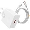 FinalCool Caricatore rapido Supercharge da 66 W con cavo USB C da 6 A, 1 m, per Ho-nor Hua-wei