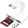 Poutek Lettore Schede SD Phone con USB C e Lightning Adattatore per Phone 17/16 | Lettore Micro SD Adattatore Scheda SD Phone Supporto OTG per Chiavetta USB,Tastiera,Plug & Play per Fotocamera e Action Cam