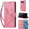 SIENIANLINE Cover per Google Pixel 8 Pro custodia portafoglio Rosa | 3 scomparti carte, 1 tasca banconote, Chiusura magnetica, Supporto, Pelle PU flip cover per Pixel 8 Pro