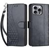 SIENIANLINE Cover per iPhone 16 Pro Max custodia portafoglio Nero | 3 scomparti carte, 1 tasca banconote, Chiusura magnetica, Supporto, Pelle PU flip cover per iPhone 16 Pro Max