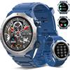 Qecnato Smartwatch Uomo Militare, Orologio Smart watch con Chiamate Bluetooth, Blu | Tracker Attività con Sonno/Cardiofrequenzimetro, 110+ Modalità Sportive, IP68 Impermeabile per Android iOS