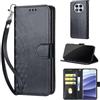SIENIANLINE Cover per Redmi Note 14 Pro 4G/5G custodia portafoglio Cubo - Nero | 3 scomparti carte, 1 tasca banconote, Chiusura magnetica, Supporto, Pelle PU flip cover per Xiaomi Poco X7