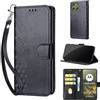 SIENIANLINE Cover per Motorola Edge 70 custodia portafoglio Cubo - Nero | 3 scomparti carte, 1 tasca banconote, Chiusura magnetica, Supporto, Pelle PU flip cover per Moto X70 Air