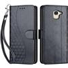 SIENIANLINE Cover per Samsung Galaxy J6 2018 custodia portafoglio Nero | 3 scomparti carte, 1 tasca banconote, Chiusura magnetica, Supporto, Pelle PU flip cover per Samsung J6 2018