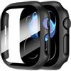 Diruite 2 Pezzi Cover per Apple Watch Series 12 46mm Pellicola Protettiva | PC Dura Custodia con Vetro Temperato 9H HD,Alta Sensibilità,Antigraffio,Ultrasottil Tutto,Nero,46mm(Alluminio&Titanio)