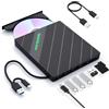 ELUTENG Lettore DVD esterno USB 3.0 e tipo C, masterizzatore e lettore multifunzione 7 in 1, CD/DVD +/-RW ReWriter portatile con cavo USB-C da 0,6 m, per laptop, PC, MacBook, Windows 11/10/8/7, Mac OS