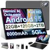 SUAAT Tablet Android 15 30 GB RAM + 128 GB ROM + 2 TB Gemini AI Octa Core-Nero | 10,1 pollici, Widevine L1, 8000 mAh, BT 5.0, GPS, GMS, Tablet PC Include mouse, tastiera e custodia protettiva