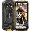 Ulefone Armor RugKing 4 Pro Rugged Smartphone, 10200mAh, 16GB+128GB/2TB Telefono Indistruttibile, Android 16, 6.56 120Hz, 48MP+8MP, Telefono Impermeabile IP68, 3-Slots, 4G LTE, WiFi, NFC, GPS, OTG, Arancione