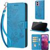 SIENIANLINE Cover per Motorola Moto G24 / E14 custodia portafoglio Blu | 3 scomparti carte, 1 tasca banconote, Chiusura magnetica, Supporto, Pelle PU flip cover per Moto G04 / G04s