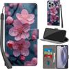 PHINIENLAND Cover per iPhone 16 Pro Max custodia portafoglio Fiori | 3 scomparti carte, 1 tasca banconote, Chiusura magnetica, Supporto, Pelle PU flip cover per iPhone 16 Pro Max