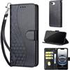 SIENIANLINE Cover per iPhone 17e / iPhone 16e custodia portafoglio Nero | 3 scomparti carte, 1 tasca banconote, Chiusura magnetica, Supporto, Pelle PU flip cover per iPhone 17e / 16e