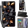 PHINIENLAND Cover per iPhone 16 Pro Max custodia portafoglio Fiori | 3 scomparti carte, 1 tasca banconote, Chiusura magnetica, Supporto, Pelle PU flip cover per iPhone 16 Pro Max