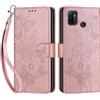 SIENIANLINE Cover per Oppo A53 / A53s / A32 4G custodia portafoglio Oro Rosa | 3 scomparti carte, 1 tasca banconote, Chiusura magnetica, Supporto, Pelle PU flip cover per Oppo A53 / A53s