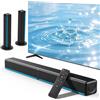 Wlep Soundbar da 180 W per dispositivi TV con luci RGB, altoparlante TV Bluetooth 2 in 1 divisibile, 2,2 canali, 3 modalità EQ, bassi regolabili, sistema audio per TV con HDMI-ARC/Opt/Aux/USB