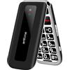 artfone F20 Nero - Telefono cellulare pieghevole per anziani, senza contratto