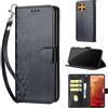 SIENIANLINE Cover per Motorola Moto G15 custodia portafoglio Cubo - Nero | 3 scomparti carte, 1 tasca banconote, Chiusura magnetica, Supporto, Pelle PU flip cover per Moto G15 Power