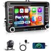 Hikity 7 IPS 2 Din Autoradio per VW Golf 5 Golf 6 Skoda Passat Seat Tiguan | Wireless CarPlay Android Auto Radio con Vi-Link FM/RDS Bluetooth EQ DSP Schermo diviso USB Tipo-C Telecamera posteriore