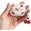 Generic Custodia per auricolari per AirPods Pro2, bella custodia trasparente con fiocco color ciliegia, custodia protettiva in morbido silicone, protezione antiurto per auricolari + portachiavi a forma di