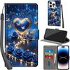 PHINIENLAND Cover per iPhone 14 Pro custodia portafoglio Cuore | 3 scomparti carte, 1 tasca banconote, Chiusura magnetica, Supporto, Pelle PU flip cover per iPhone 14 Pro