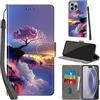 PHINIENLAND Cover per iPhone 16 Pro Max custodia portafoglio Alberi | 3 scomparti carte, 1 tasca banconote, Chiusura magnetica, Supporto, Pelle PU flip cover per iPhone 16 Pro Max