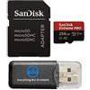 Everything But Stromboli SanDisk - Scheda microSDXC Extreme Pro da 256 GB, compatibile con droni DJI Avata 2, Mini 4K (SDSQXCD-256G-GN6MA) con velocità di lettura fino a 200 MB/s Bundle con 1 lettore di schede Everything But