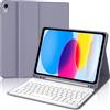 FOGARI Per iPad A16 11/10 Generazione 2025/2022 11/10.9 Pollici Cover Tastiera | Tastiera Bluetooth Rimovibile e Custodia Morbida TPU per Ufficio/Studio/Scrittura, Keyboard Wireless Portatile, Viola