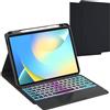 VANKEYPAD per tastiera iPad 10° Generation/11 Generation A16(2025), rimovibile custodia tastiera per iPad 10° generazione con touchpad, illuminazione a 3 zone 7 colori, layout AZERTY francese