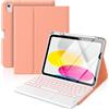 MoKo Multi-touch Tastiera Custodia per iPad (A16) 11ª/10ªgen,Aran. Alb. | Retroilluminazione 7 colori, trackpad multitouch, porta pennino per iPad 11 2025 e iPad 10,9 2020