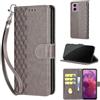 SIENIANLINE Cover per Motorola Moto G24 / E14 custodia portafoglio Grigio | 3 scomparti carte, 1 tasca banconote, Chiusura magnetica, Supporto, Pelle PU flip cover per Moto G04 / G04s